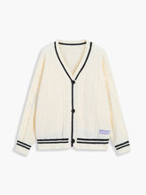 The New Way Contrast Trim Cable Knit Cardigan